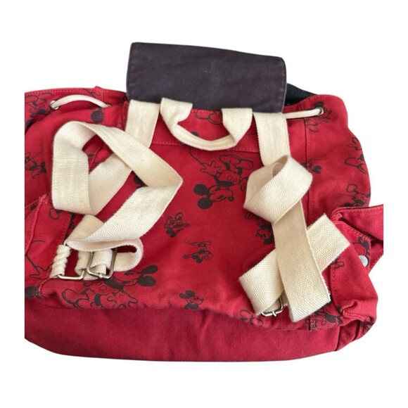 Disney X Junk Food Mickey Mouse Canvas Backpack Bag 1928 Logo Patch Red 14x13x5" - Picture 2 of 4